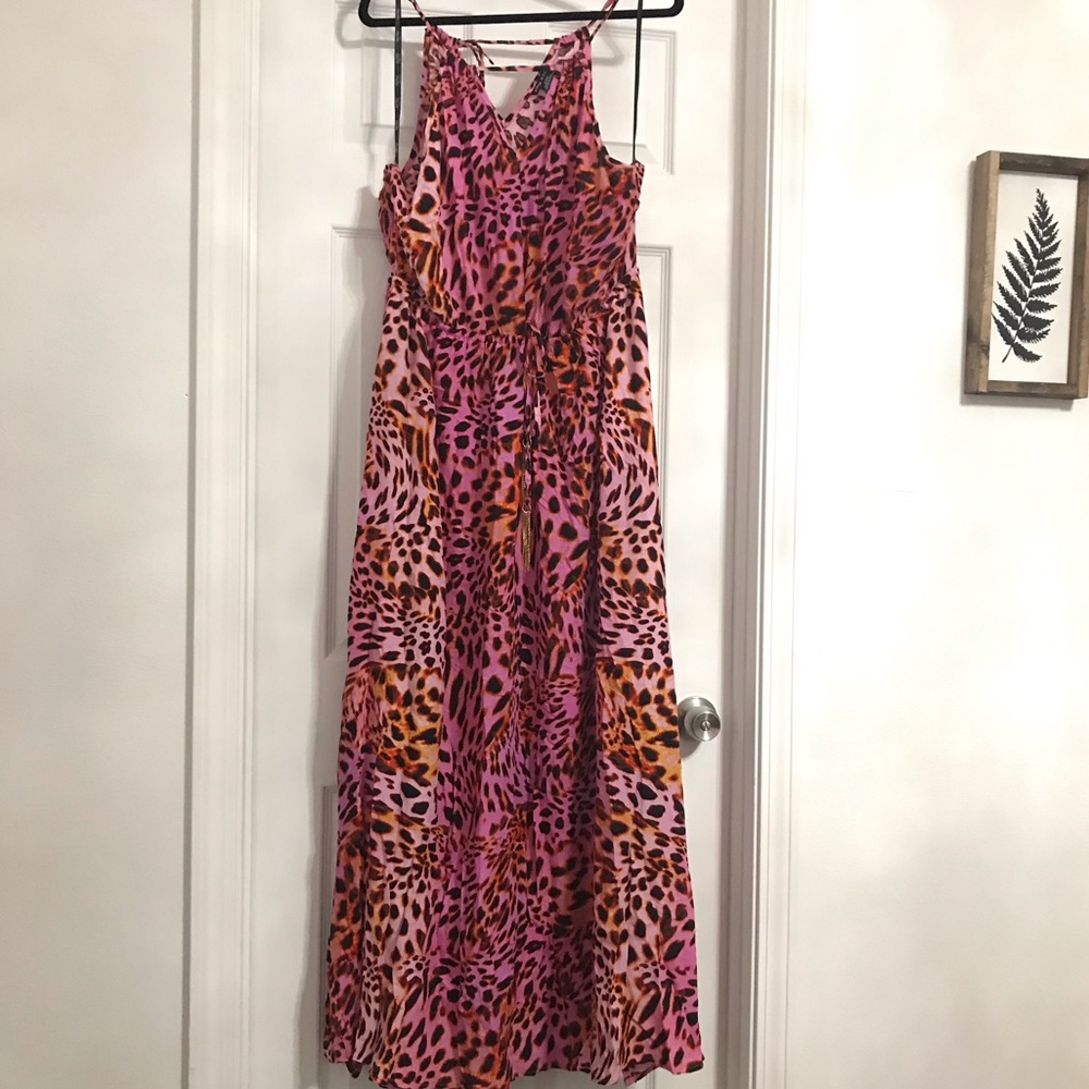 Pink/orange leopard print City Chic maxi dress